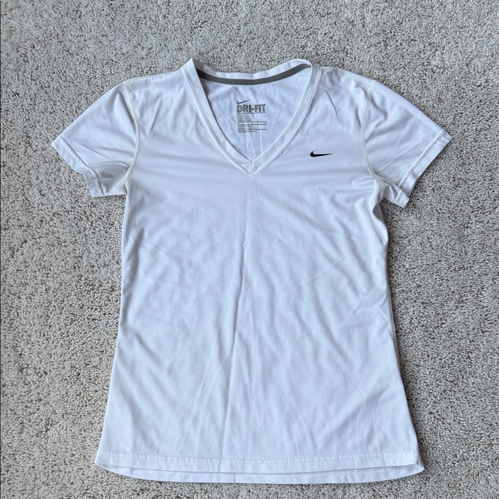 Nike Women's White V-Neck Dri-FIT Tee